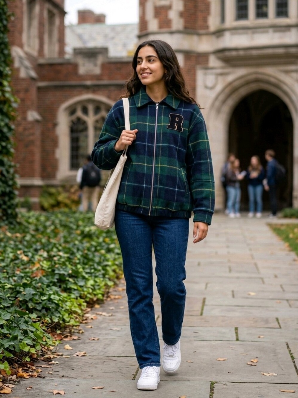 H&M Divided Plaid Green Blue Boxy Jacket. Size Oversized S Will Fit M